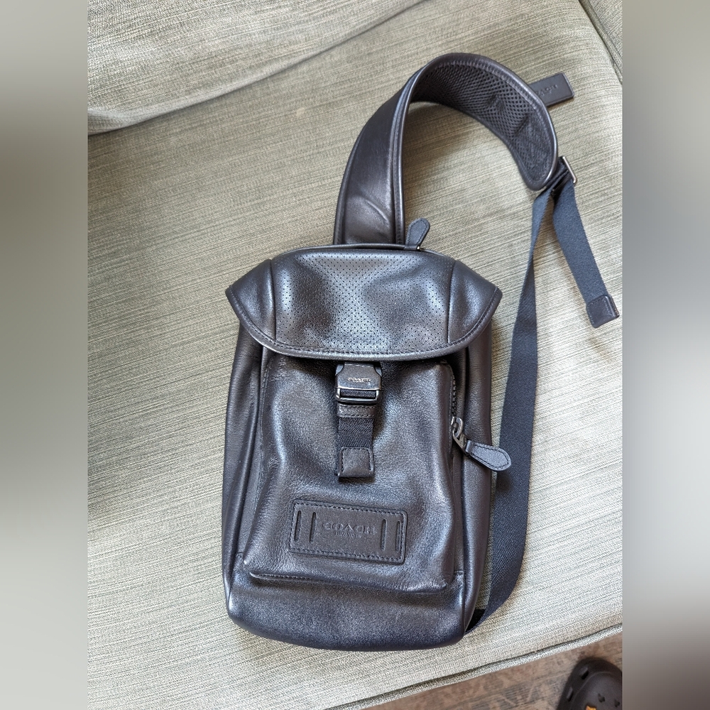 Coach Black Leather Crossbody Sling Bag